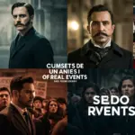 Collage de escenas representativas de series mexicanas basadas en hechos reales, con tonos dramáticos y elementos históricos.