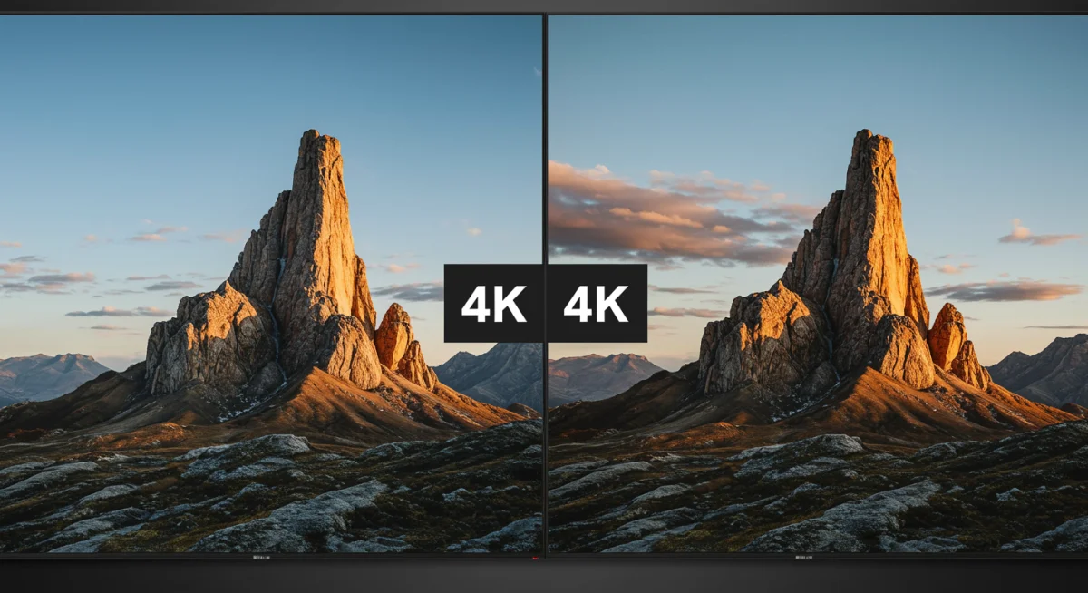 Comparativa visual entre resoluciones 1080p y 4K, destacando la nitidez superior del 4K.