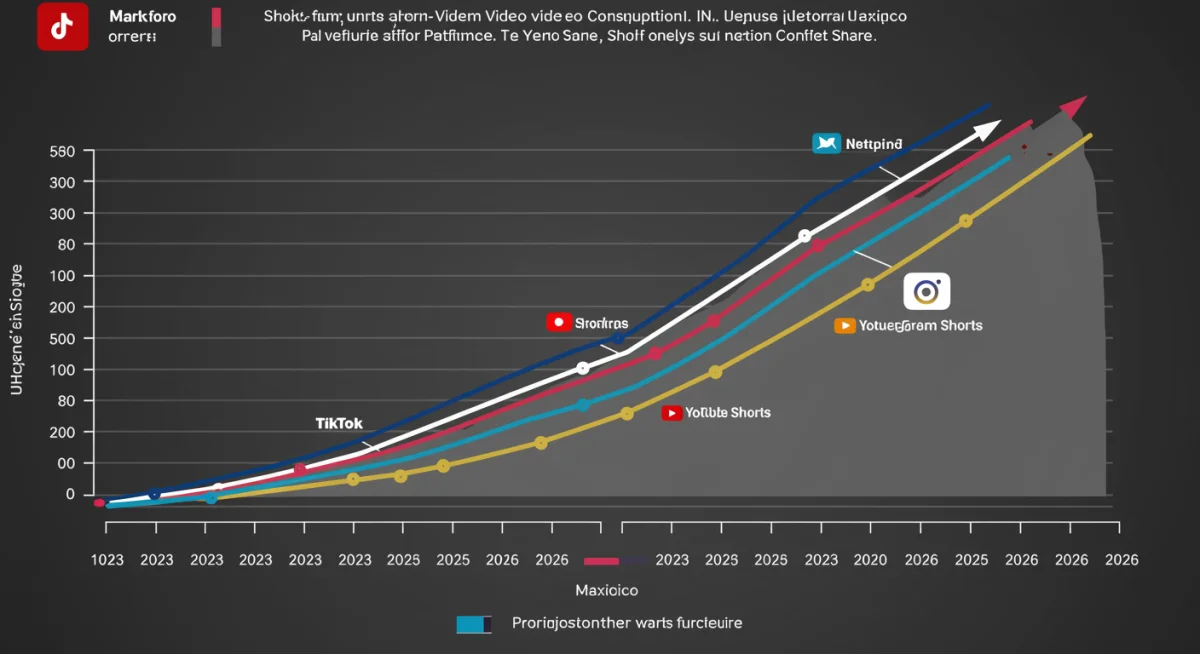 Gráfico de crecimiento de consumo de video corto en México, destacando plataformas.