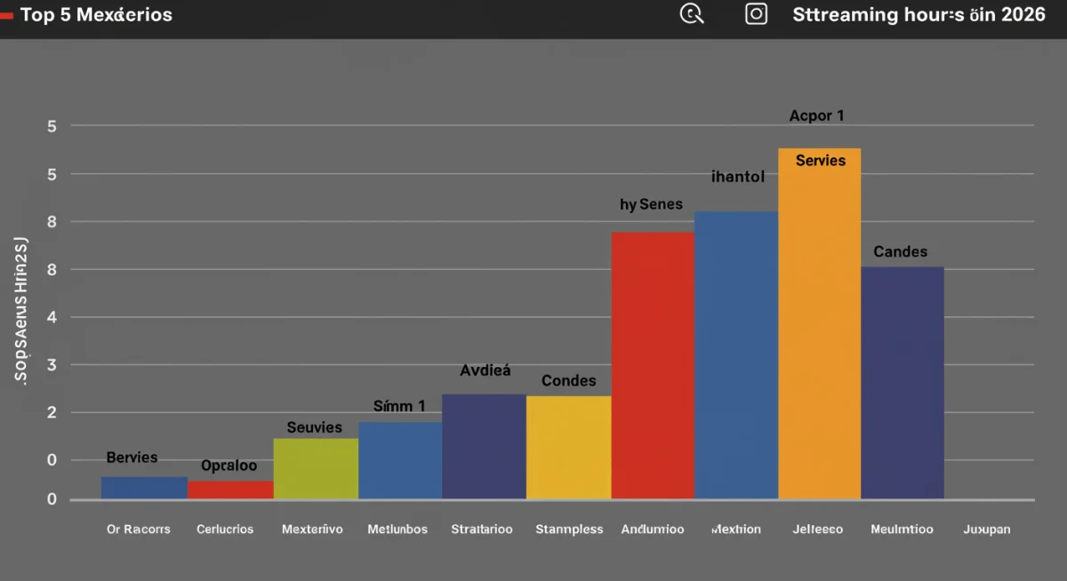 Gráfica de datos de streaming mostrando las series mexicanas más vistas en 2026, con barras que representan horas de reproducción.