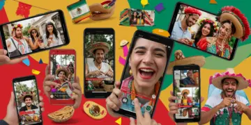 Audiencia mexicana interactuando con videos cortos en sus teléfonos móviles, con elementos culturales de fondo.