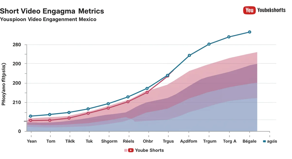Gráfico de tendencias de engagement en videos cortos en México mostrando crecimiento en diversas plataformas.