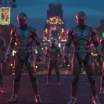 Guerreros de Plata futuristas en una épica batalla urbana, con elementos de la cultura mexicana. Reboot 2026.