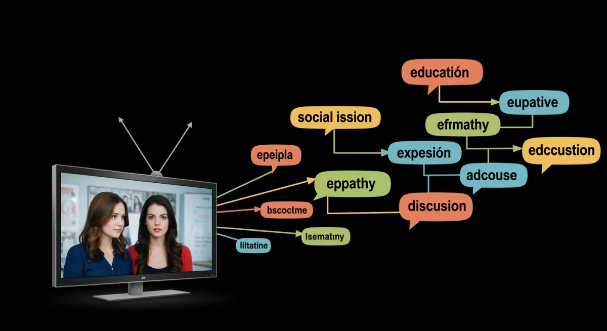 Gráfico abstracto que muestra el impacto de las telenovelas en la educación y el debate social