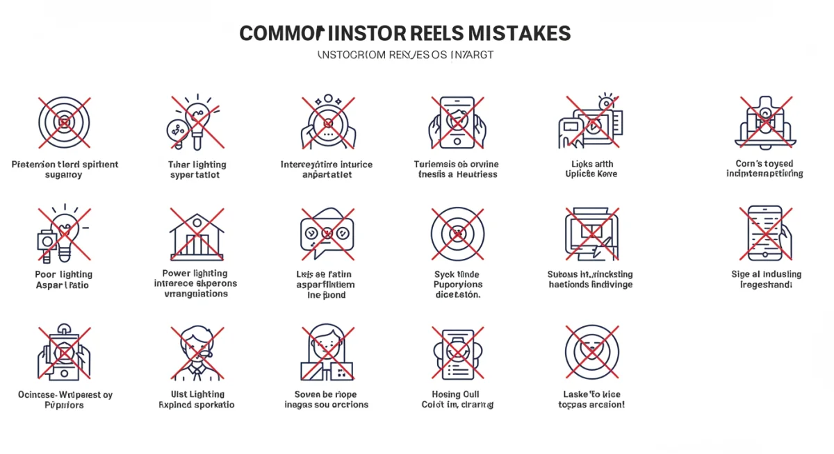 Infografía de errores comunes en Instagram Reels con soluciones visuales