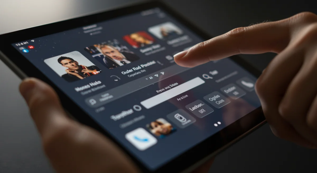 Navegando categorías ocultas en una interfaz de streaming con una tableta
