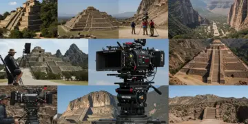 Paisaje diverso de México con elementos de filmación, representando las locaciones más solicitadas para producciones cinematográficas en 2026.