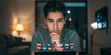 Persona preocupada revisando su tableta con logos de servicios de streaming, simbolizando los próximos cambios en las políticas de México.