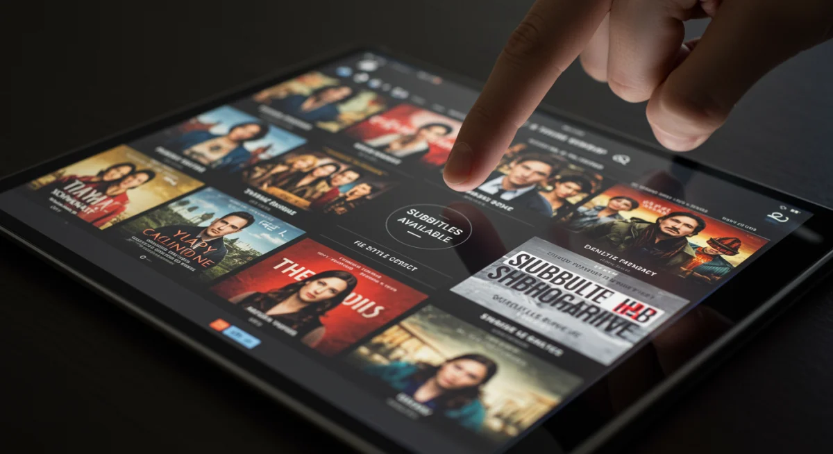 Interfaz de plataforma de streaming con series subtituladas
