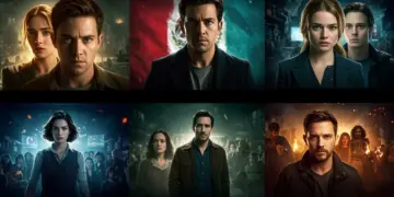 Collage dinámico con escenas de las 5 series internacionales más populares en México que debes ver antes de 2026.