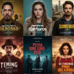 Cartel promocional de las series mexicanas más populares de 2026 en plataformas de streaming, destacando diversidad de géneros.