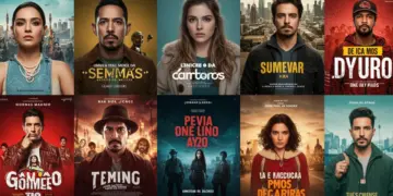Cartel promocional de las series mexicanas más populares de 2026 en plataformas de streaming, destacando diversidad de géneros.