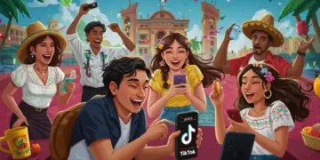 Jóvenes mexicanos interactuando con TikTok en 2026, mostrando la dinámica de videos cortos y el alcance cultural.