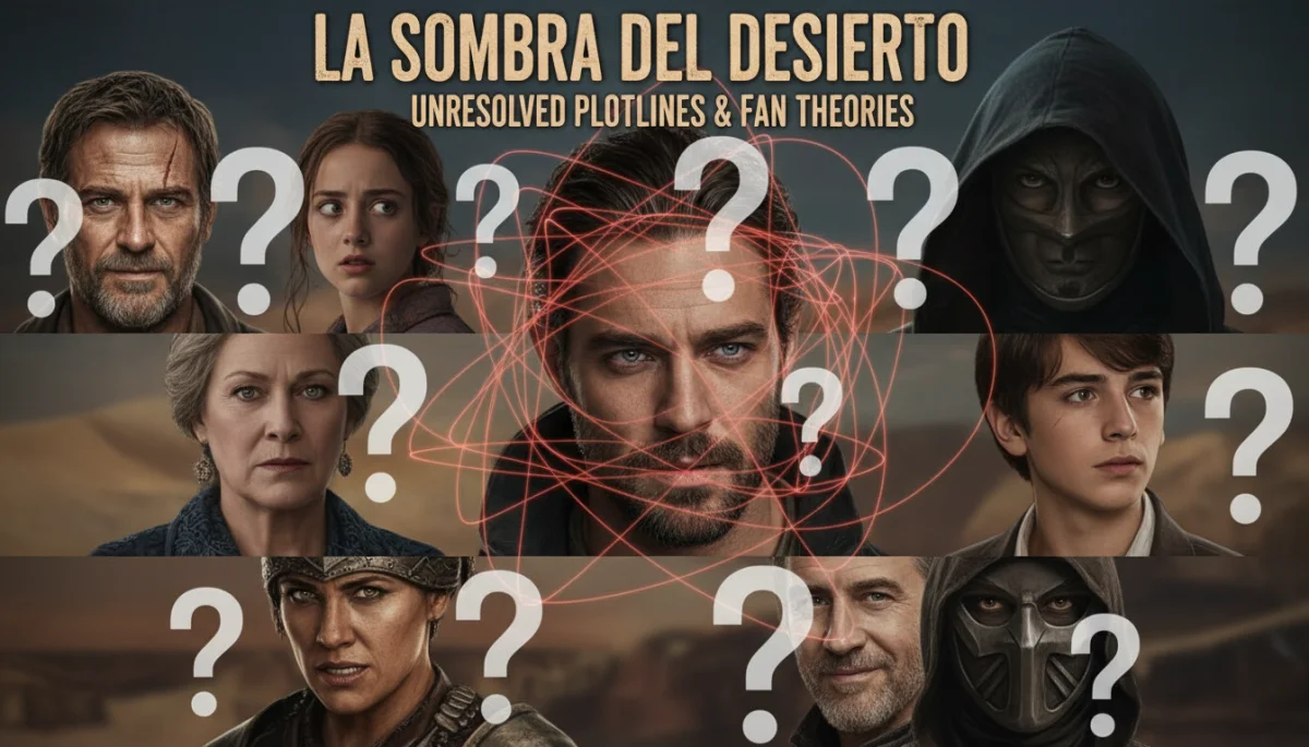 Personajes de 'La Sombra del Desierto' con interrogantes, reflejando las teorías de los fans.